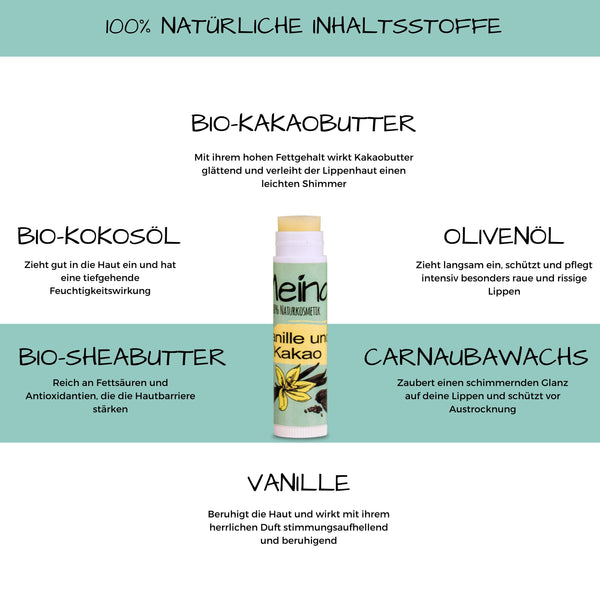 Lippenbalsam mit Vanille und Kakao - Meina Naturkosmetik